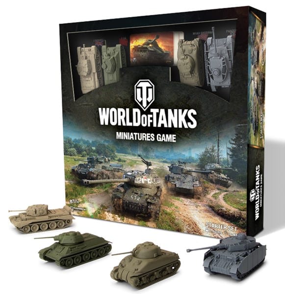 The "World of Tanks Miniatures Game" box features four meticulously crafted tank models, set against a vivid battlefield scene. Perfect for September's tabletop gaming enthusiasts looking to bring the excitement of World of Tanks into their living room.
