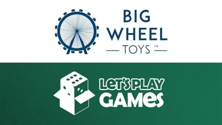 Logos for two companies: "BIG WHEEL TOYS" with a Ferris wheel design above it, reflecting a playful spirit, and "LET'S PLAY GAMES," showcasing a stylized die and house outline on a green background. A potential partnership deal could bring the excitement of Oceanina to these brands.
