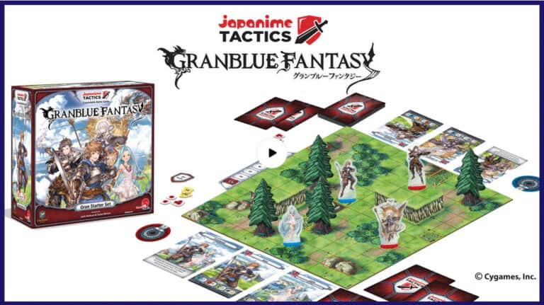 Granblue Fantasy: Tactics" by Japanime Games offers an immersive experience with its game board, cards, mini-figures, and dice. Featuring stunning fantasy character artwork, this engaging strategy game is a must-have. Secure your adventure now through pre-order!