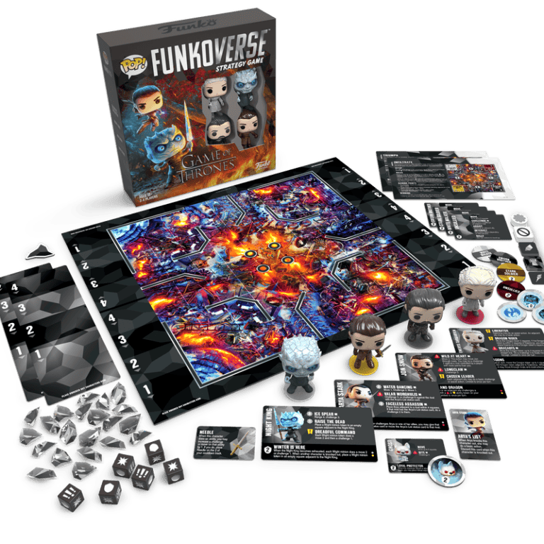 Dive into the enchanting world of Funko Games with this Game of Thrones board game. Featuring colorful boards and charismatic figurines, it includes character cards, dice, and vibrant box art. Perfectly arranged pieces bring your favorite characters to life on the battlefield!